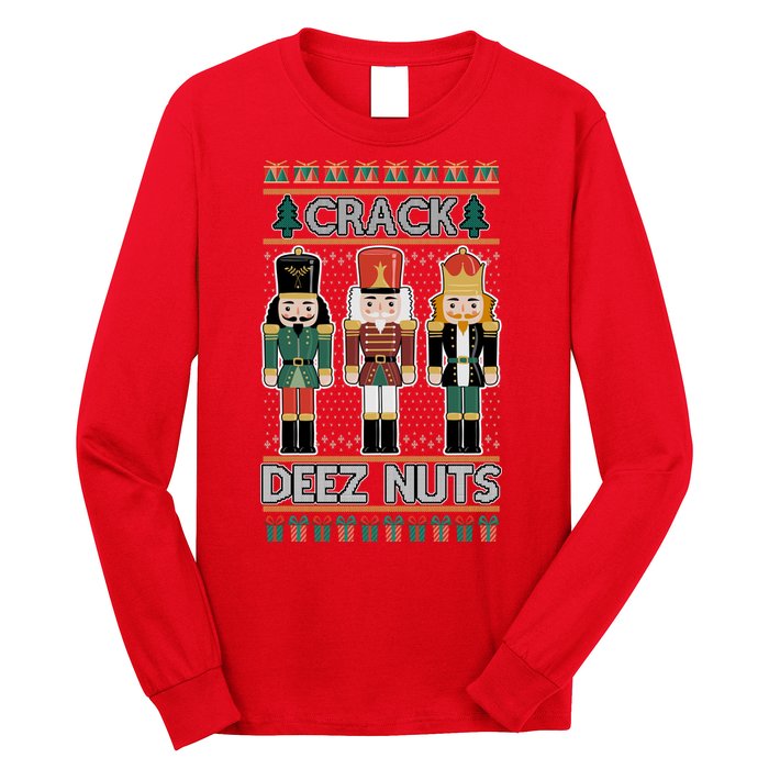 Crack Deez Nuts Nutcracker Ugly Christmas Sweater Long Sleeve Shirt