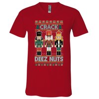 Crack Deez Nuts Nutcracker Ugly Christmas Sweater V-Neck T-Shirt