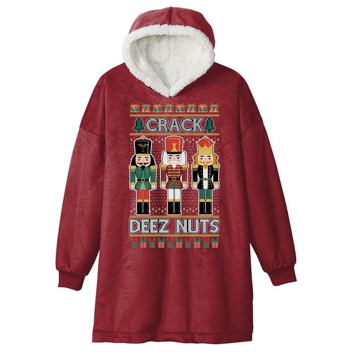 Crack Deez Nuts Nutcracker Ugly Christmas Sweater Hooded Wearable Blanket