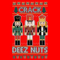 Crack Deez Nuts Nutcracker Ugly Christmas Sweater Button