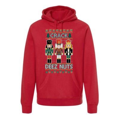 Crack Deez Nuts Nutcracker Ugly Christmas Sweater Premium Hoodie