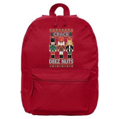 Crack Deez Nuts Nutcracker Ugly Christmas Sweater 16 in Basic Backpack