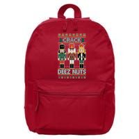 Crack Deez Nuts Nutcracker Ugly Christmas Sweater 16 in Basic Backpack