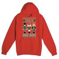 Crack Deez Nuts Nutcracker Ugly Christmas Sweater Premium Pullover Hoodie