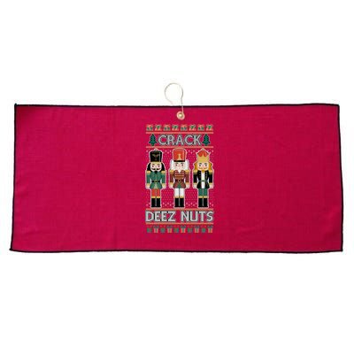 Crack Deez Nuts Nutcracker Ugly Christmas Sweater Large Microfiber Waffle Golf Towel