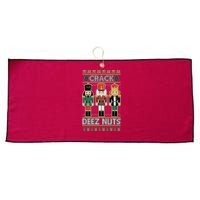 Crack Deez Nuts Nutcracker Ugly Christmas Sweater Large Microfiber Waffle Golf Towel