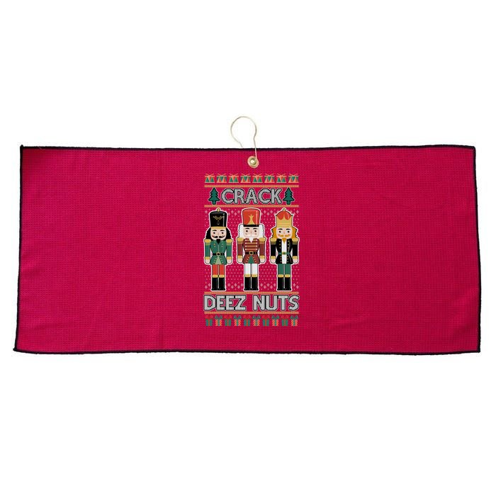 Crack Deez Nuts Nutcracker Ugly Christmas Sweater Large Microfiber Waffle Golf Towel