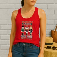 Crack Deez Nuts Nutcracker Ugly Christmas Sweater Womens Tank Top