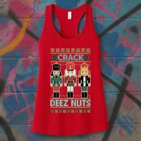 Crack Deez Nuts Nutcracker Ugly Christmas Sweater Womens Tank Top