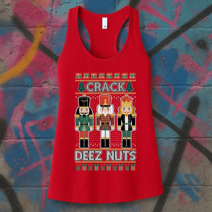 Crack Deez Nuts Nutcracker Ugly Christmas Sweater Womens Tank Top