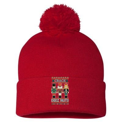 Crack Deez Nuts Nutcracker Ugly Christmas Sweater Pom Pom 12in Knit Beanie