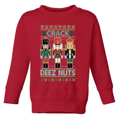 Crack Deez Nuts Nutcracker Ugly Christmas Sweater Toddler Sweatshirt