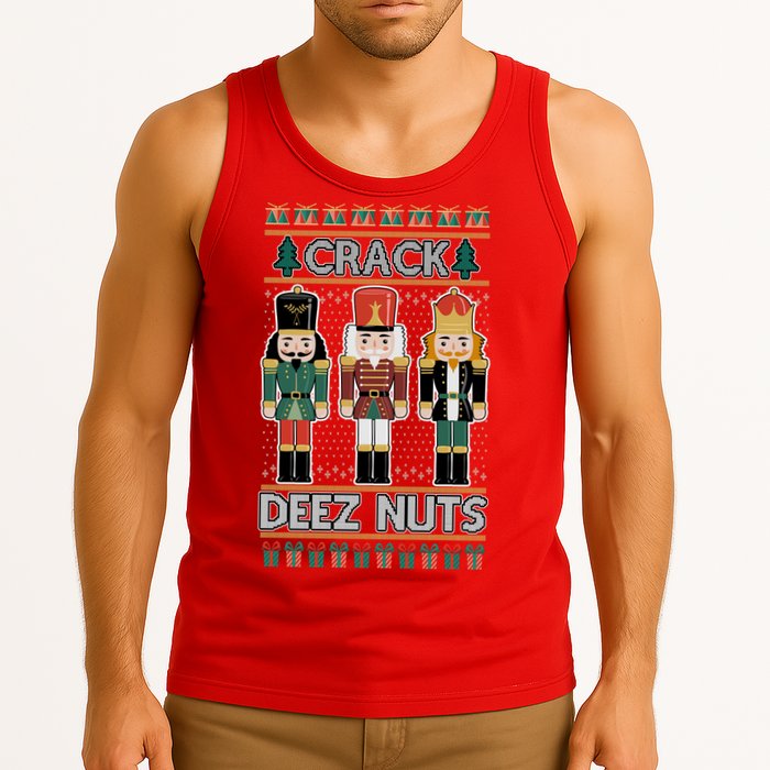 Crack Deez Nuts Nutcracker Ugly Christmas Sweater Tank Top