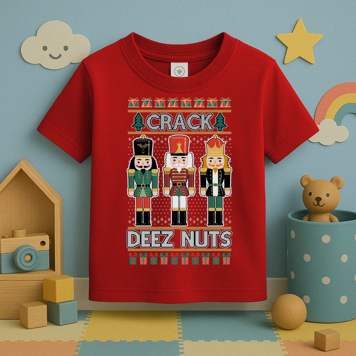 Crack Deez Nuts Nutcracker Ugly Christmas Sweater Toddler T-Shirt