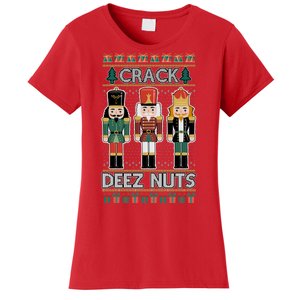 Crack Deez Nuts Nutcracker Ugly Christmas Sweater Women's T-Shirt