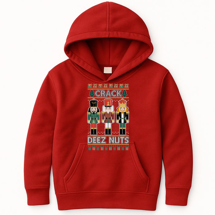 Crack Deez Nuts Nutcracker Ugly Christmas Sweater Kids Hoodie