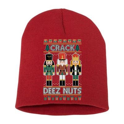 Crack Deez Nuts Nutcracker Ugly Christmas Sweater Short Acrylic Beanie