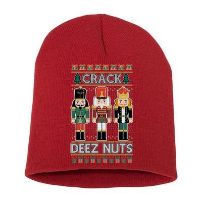 Crack Deez Nuts Nutcracker Ugly Christmas Sweater Short Acrylic Beanie