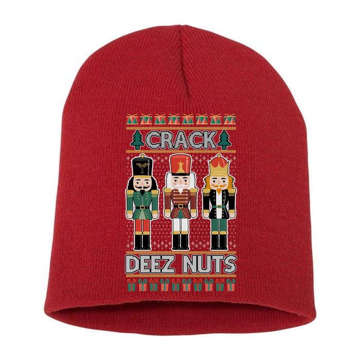 Crack Deez Nuts Nutcracker Ugly Christmas Sweater Short Acrylic Beanie