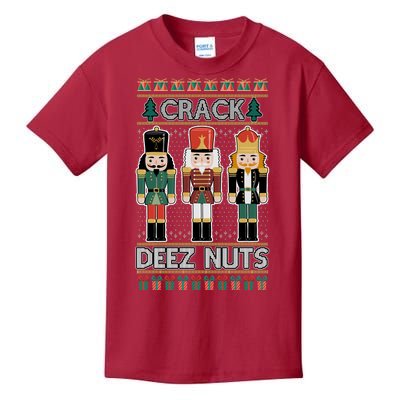 Crack Deez Nuts Nutcracker Ugly Christmas Sweater Kids T-Shirt