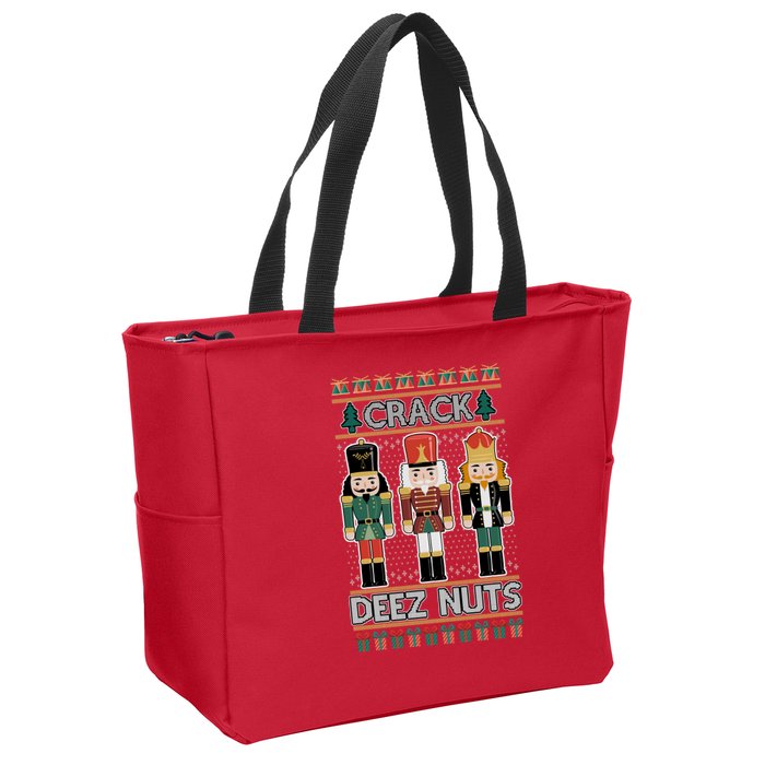Crack Deez Nuts Nutcracker Ugly Christmas Sweater Zip Tote Bag