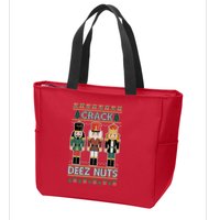 Crack Deez Nuts Nutcracker Ugly Christmas Sweater Zip Tote Bag