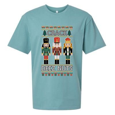 Crack Deez Nuts Nutcracker Ugly Christmas Sweater Sueded Cloud Jersey T-Shirt