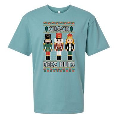 Crack Deez Nuts Nutcracker Ugly Christmas Sweater Sueded Cloud Jersey T-Shirt