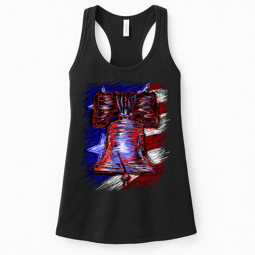Cracked Liberty Bell Freedom America Womens Tank Top