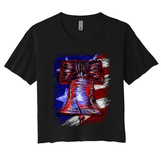 Cracked Liberty Bell Freedom America Crop Top