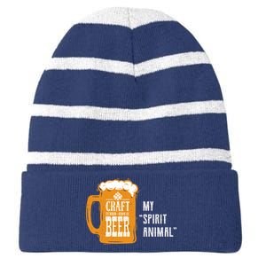 Craft Beer My Spirit Animal Striped Beanie with Solid Band