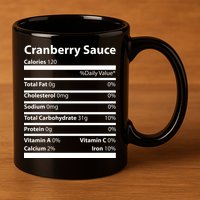 Cranberry Sauce Nutritional Facts Funny Thanksgiving 11oz C Handle Ceramic Mug