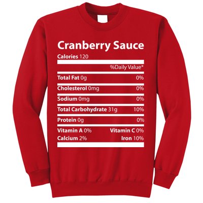 Cranberry Sauce Nutritional Facts Funny Thanksgiving Sweatshirt