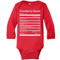 Cranberry Sauce Nutritional Facts Funny Thanksgiving Baby Long Sleeve Bodysuit