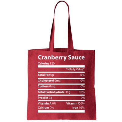 Cranberry Sauce Nutritional Facts Funny Thanksgiving Tote Bag