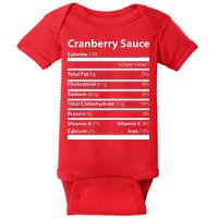 Cranberry Sauce Nutritional Facts Funny Thanksgiving Baby Bodysuit