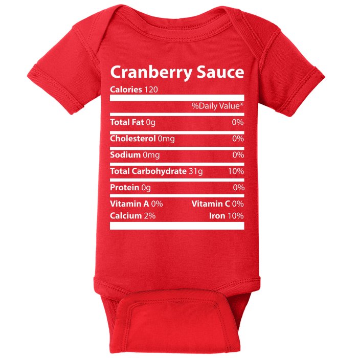 Cranberry Sauce Nutritional Facts Funny Thanksgiving Baby Bodysuit