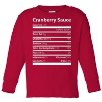 Cranberry Sauce Nutritional Facts Funny Thanksgiving Toddler Long Sleeve Shirt