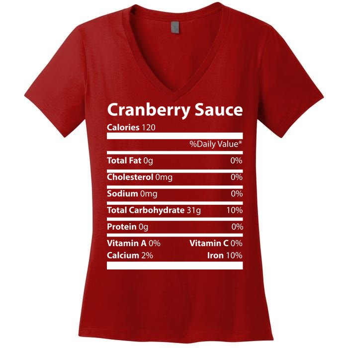 Cranberry Sauce Nutritional Facts Funny Thanksgiving Women's V-Neck T-Shirt