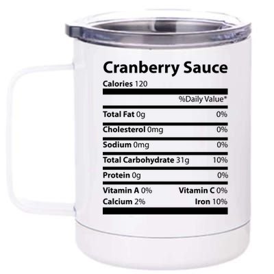 Cranberry Sauce Nutritional Facts Funny Thanksgiving 12 oz Stainless Steel Tumbler Cup