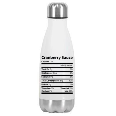 Cranberry Sauce Nutritional Facts Funny Thanksgiving Stainless Steel Insulated Water Bottle