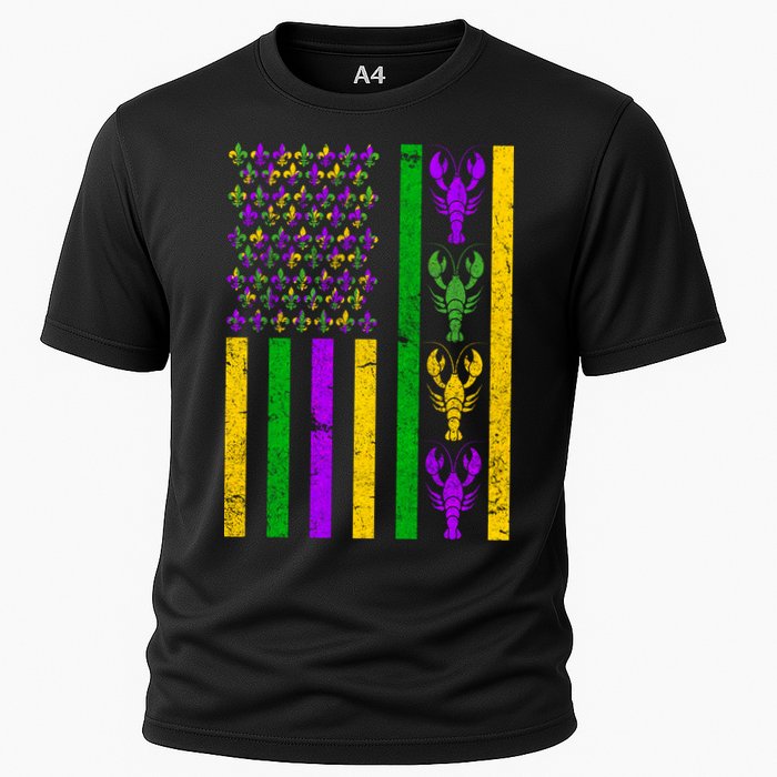 Crawfish Fleur-De-Lis Flag Mardi Gras Cooling Performance Crew T-Shirt
