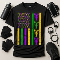 Crawfish Fleur-De-Lis Flag Mardi Gras Cooling Performance Crew T-Shirt