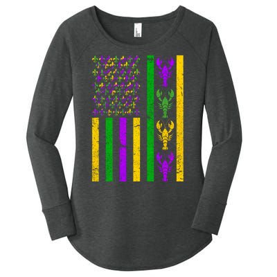 Crawfish Fleur-De-Lis Flag Mardi Gras Women's Perfect Tri Tunic Long Sleeve Shirt