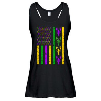 Crawfish Fleur-De-Lis Flag Mardi Gras Ladies Essential Flowy Tank