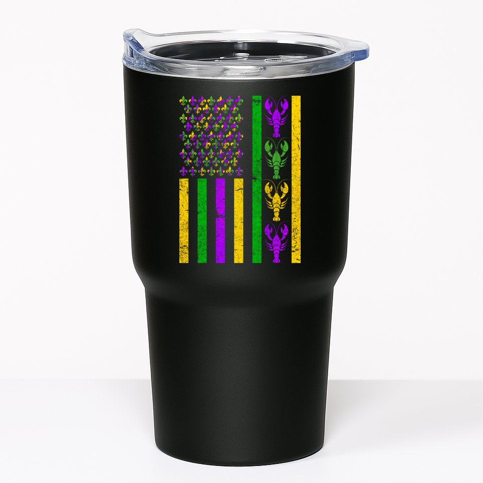 Crawfish Fleur-De-Lis Flag Mardi Gras Tumbler