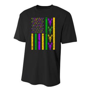 Crawfish Fleur-De-Lis Flag Mardi Gras Youth Performance Sprint T-Shirt