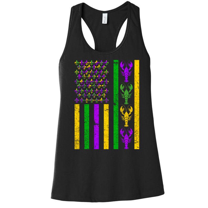 Crawfish Fleur-De-Lis Flag Mardi Gras Women's Racerback Tank