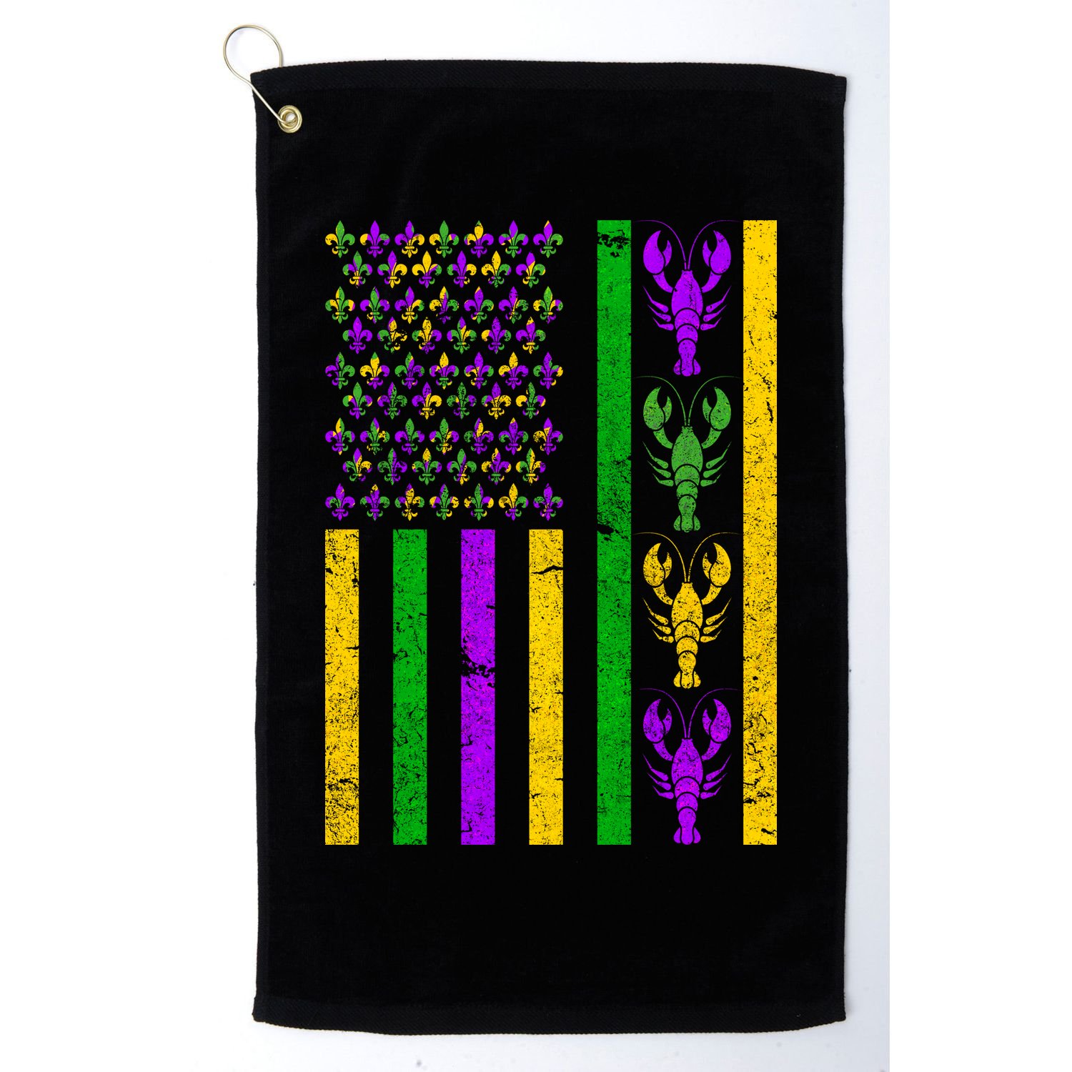 Crawfish Fleur-De-Lis Flag Mardi Gras Golf Towel