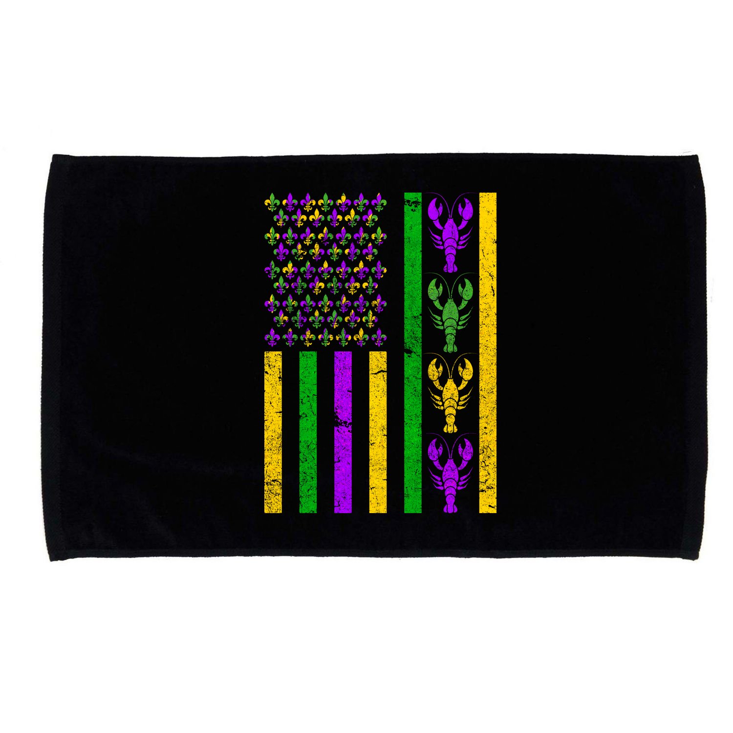 Crawfish Fleur-De-Lis Flag Mardi Gras Microfiber Hand Towel